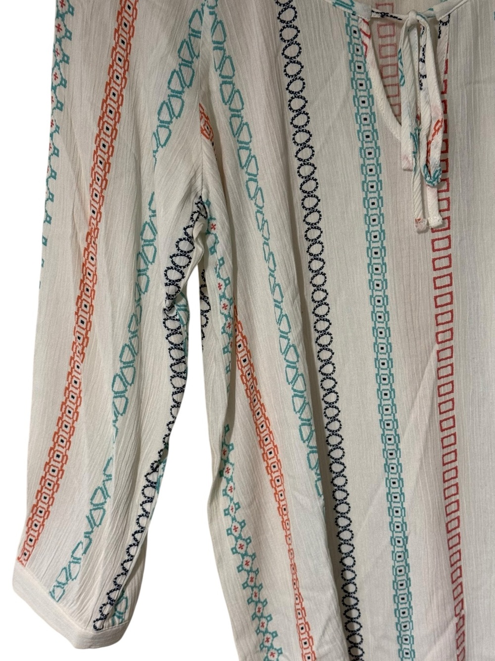 Tribal Jeans Embroidered Boho Peasant
Top White Multicolor Stripe Small - Picture 3 of 16